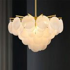 Contemporary Scandinavian Tapered Round Branch Glass Iron 6/8/10 Lights Chandelier for Living Room BulbSquare