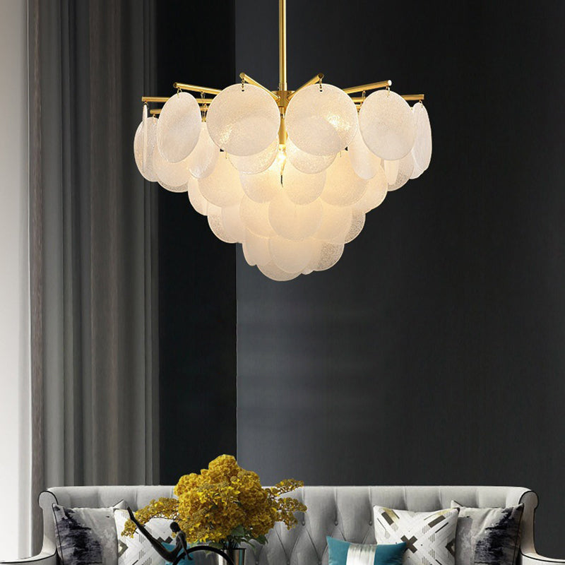 Contemporary Scandinavian Tapered Round Branch Glass Iron 6/8/10 Lights Chandelier for Living Room BulbSquare