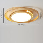 Contemporary Creative Ring Round Acrylic Rubberwood LED Flush Mount Ceiling Light For Living Room