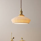 Contemporary Scandinavian Round Cylindrical Bowl Glass Brass 1-Light Pendant Light For Living Room
