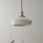 Contemporary Scandinavian Round Cylindrical Bowl Glass Brass 1-Light Pendant Light For Living Room
