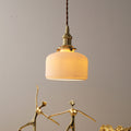 Contemporary Scandinavian Round Cylindrical Bowl Glass Brass 1-Light Pendant Light For Living Room