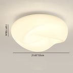 Modern Minimalist Cream Pleated Round PE Hardware LED Flush Mount Ceiling Light For Living Room