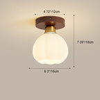 Contemporary Retro Walnut Metal Glass Bowl Round 1-light Semi-flush Mount Ceiling Light for Hallway BulbSquare
