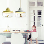 Contemporary Scandinavian Acrylic Bowl 1-light Pendant Light for Dining Room BulbSquare