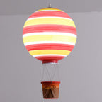 Contemporary Scandinavian Kids Metal Acrylic Hot Air Balloon Hanging Basket 1-light Pendant Light for Bedroom BulbSquare