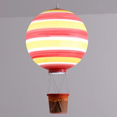 Contemporary Scandinavian Kids Metal Acrylic Hot Air Balloon Hanging Basket 1-light Pendant Light for Bedroom BulbSquare
