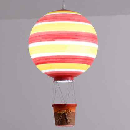 Contemporary Scandinavian Kids Metal Acrylic Hot Air Balloon Hanging Basket 1-Light Pendant Light For Bedroom