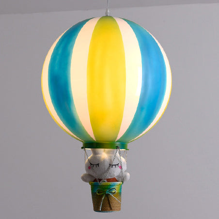 Contemporary Scandinavian Kids Metal Acrylic Hot Air Balloon Hanging Basket 1-light Pendant Light for Bedroom BulbSquare