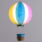 Contemporary Scandinavian Kids Metal Acrylic Hot Air Balloon Hanging Basket 1-light Pendant Light for Bedroom BulbSquare