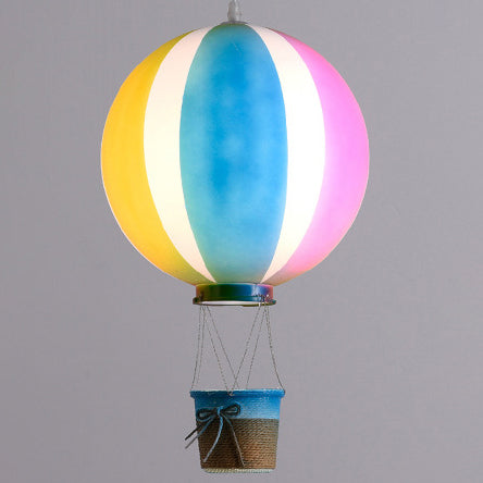 Contemporary Scandinavian Kids Metal Acrylic Hot Air Balloon Hanging Basket 1-light Pendant Light for Bedroom BulbSquare