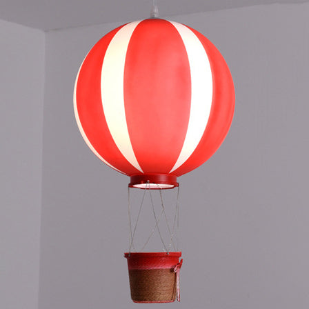 Contemporary Scandinavian Kids Metal Acrylic Hot Air Balloon Hanging Basket 1-light Pendant Light for Bedroom BulbSquare