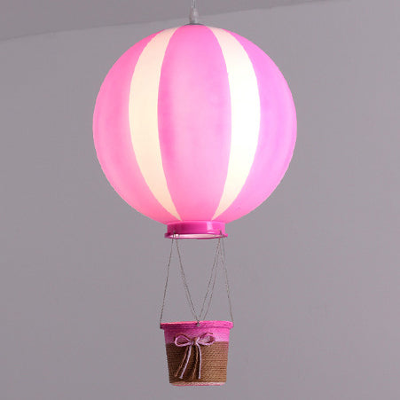 Contemporary Scandinavian Kids Metal Acrylic Hot Air Balloon Hanging Basket 1-light Pendant Light for Bedroom BulbSquare