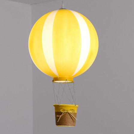 Contemporary Scandinavian Kids Metal Acrylic Hot Air Balloon Hanging Basket 1-light Pendant Light for Bedroom BulbSquare