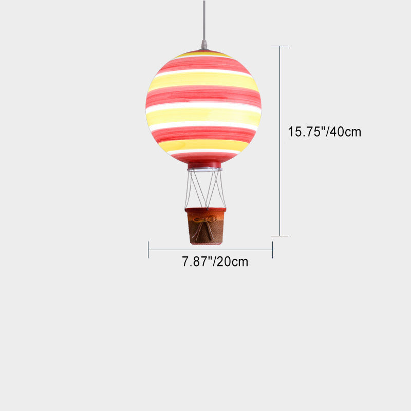Contemporary Scandinavian Kids Metal Acrylic Hot Air Balloon Hanging Basket 1-light Pendant Light for Bedroom BulbSquare