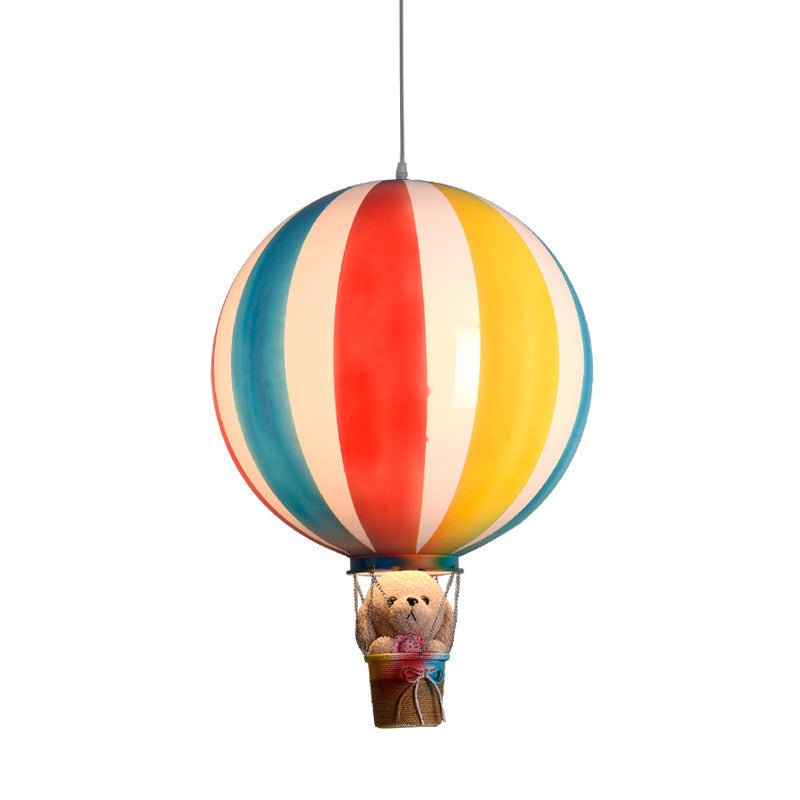 Contemporary Scandinavian Kids Metal Acrylic Hot Air Balloon Hanging Basket 1-light Pendant Light for Bedroom BulbSquare