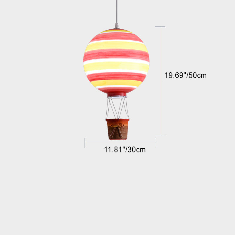 Contemporary Scandinavian Kids Metal Acrylic Hot Air Balloon Hanging Basket 1-light Pendant Light for Bedroom BulbSquare