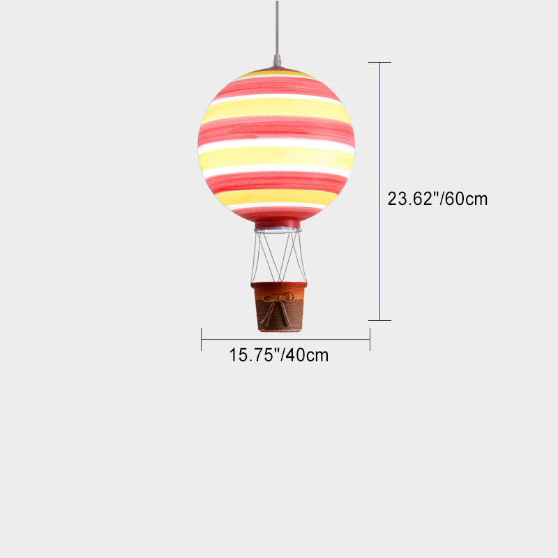 Contemporary Scandinavian Kids Metal Acrylic Hot Air Balloon Hanging Basket 1-light Pendant Light for Bedroom BulbSquare