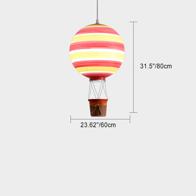 Contemporary Scandinavian Kids Metal Acrylic Hot Air Balloon Hanging Basket 1-light Pendant Light for Bedroom BulbSquare
