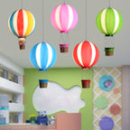 Contemporary Scandinavian Kids Metal Acrylic Hot Air Balloon Hanging Basket 1-light Pendant Light for Bedroom BulbSquare