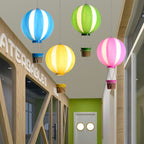 Contemporary Scandinavian Kids Metal Acrylic Hot Air Balloon Hanging Basket 1-light Pendant Light for Bedroom BulbSquare
