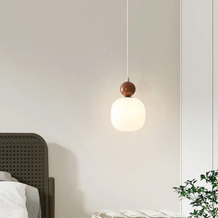 Contemporary Nordic Resin Pe Ball Cylinder 1-light Pendant Light for Bedside Lumendat