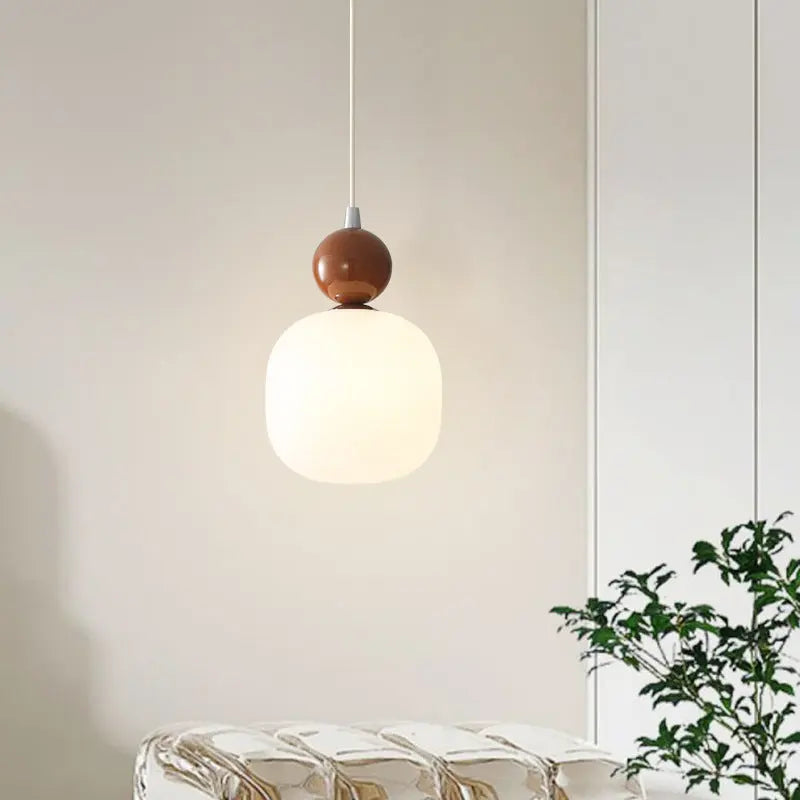 Contemporary Nordic Resin Pe Ball Cylinder 1-light Pendant Light for Bedside Lumendat