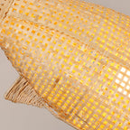 Traditional Japanese Weaving Bamboo Carp Fish Elliptical 1-light Pendant Light for Dining Room BulbSquare