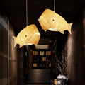 Traditional Japanese Weaving Bamboo Carp Fish Elliptical 1-light Pendant Light for Dining Room BulbSquare