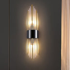 Modern Luxury Stainless Steel Crystal Rhombic Strip 2-Light Wall Sconce Lamp For Hallway Lumendat