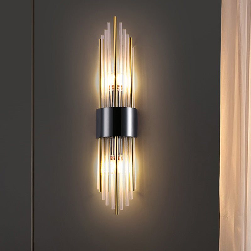 Modern Luxury Stainless Steel Crystal Rhombic Strip 2-Light Wall Sconce Lamp For Hallway Lumendat
