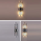 Modern Luxury Stainless Steel Crystal Rhombic Strip 2-Light Wall Sconce Lamp For Hallway Lumendat