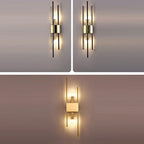 Modern Luxury Stainless Steel Crystal Rhombic Strip 2-Light Wall Sconce Lamp For Hallway Lumendat