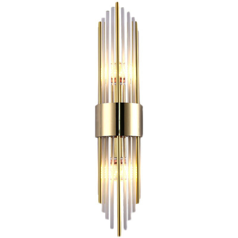 Modern Luxury Stainless Steel Crystal Rhombic Strip 2-Light Wall Sconce Lamp For Hallway Lumendat