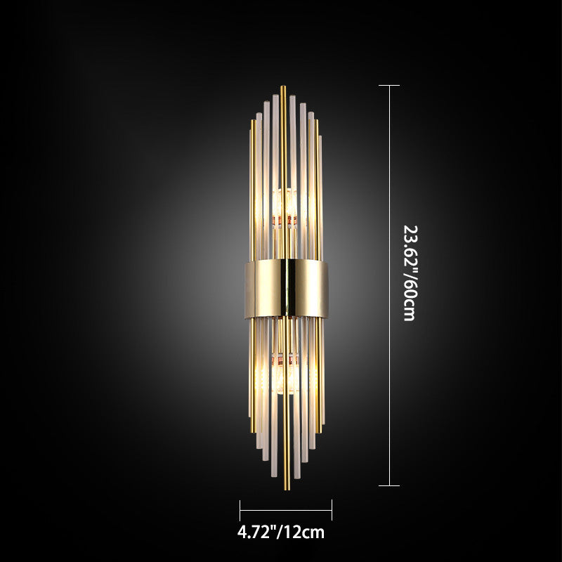 Modern Luxury Stainless Steel Crystal Rhombic Strip 2-Light Wall Sconce Lamp For Hallway Lumendat
