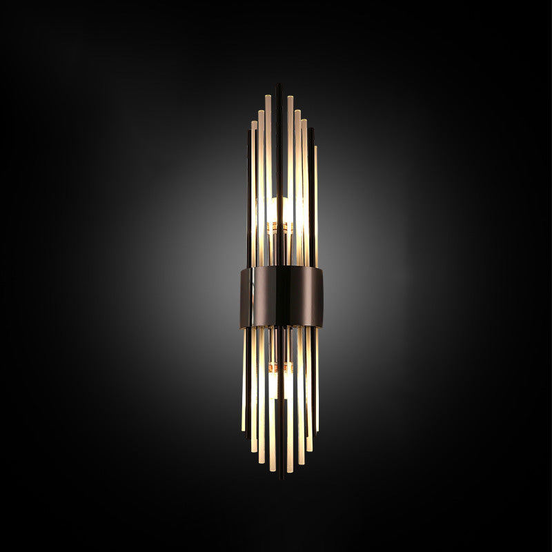 Modern Luxury Stainless Steel Crystal Rhombic Strip 2-Light Wall Sconce Lamp For Hallway Lumendat