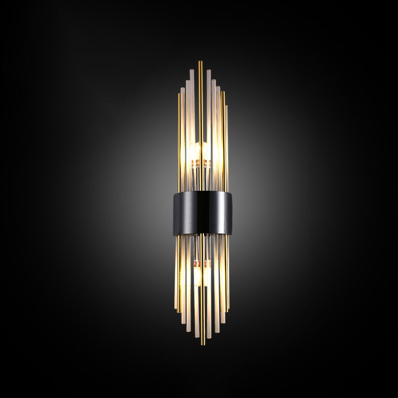 Modern Luxury Stainless Steel Crystal Rhombic Strip 2-Light Wall Sconce Lamp For Hallway Lumendat