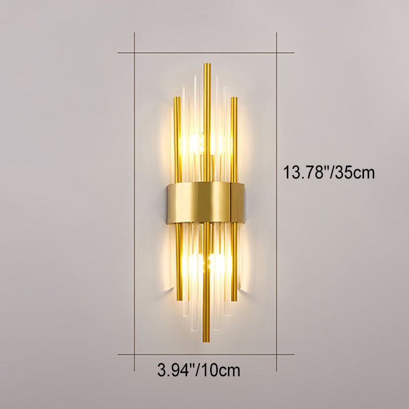 Modern Luxury Stainless Steel Crystal Rhombic Strip 2-Light Wall Sconce Lamp For Hallway Lumendat