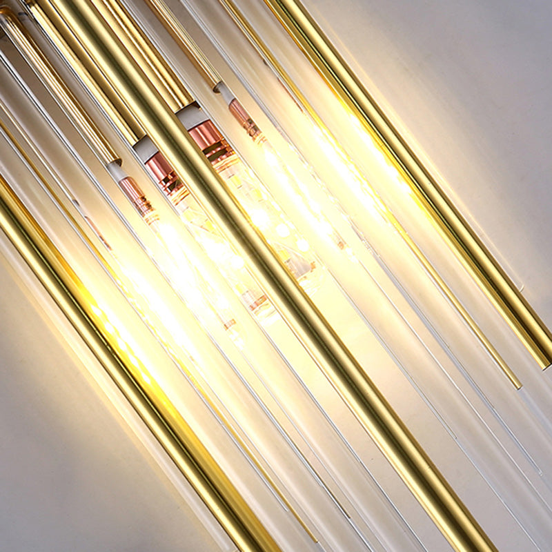 Modern Luxury Stainless Steel Crystal Rhombic Strip 2-Light Wall Sconce Lamp For Hallway Lumendat