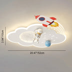 Modern Art Deco Kids Acrylic Metal Round Cloud Rocket Astronaut LED Flush Mount Ceiling Light for Bedroom
