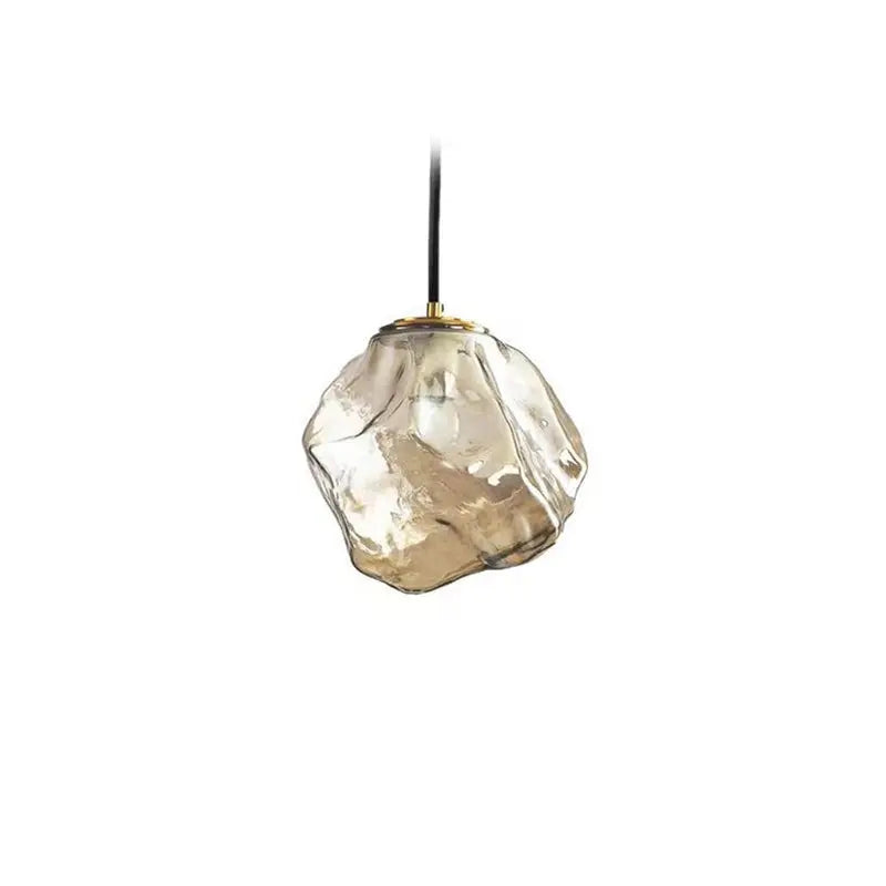 Modern Minimalist Metal Glass Ice Cube 1-light Pendant Light for Bedside BulbSquare