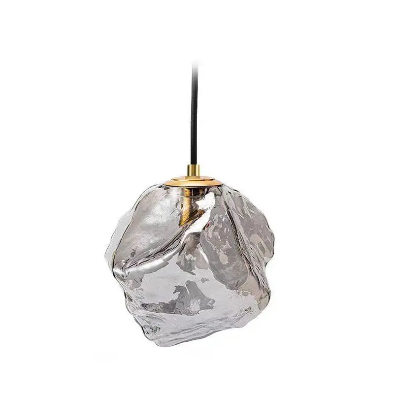 Modern Minimalist Metal Glass Ice Cube 1-light Pendant Light for Bedside BulbSquare