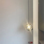 Modern Minimalist Metal Glass Ice Cube 1-light Pendant Light for Bedside BulbSquare