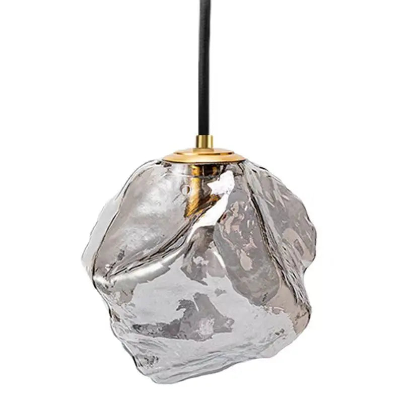 Modern Minimalist Metal Glass Ice Cube 1-light Pendant Light for Bedside BulbSquare