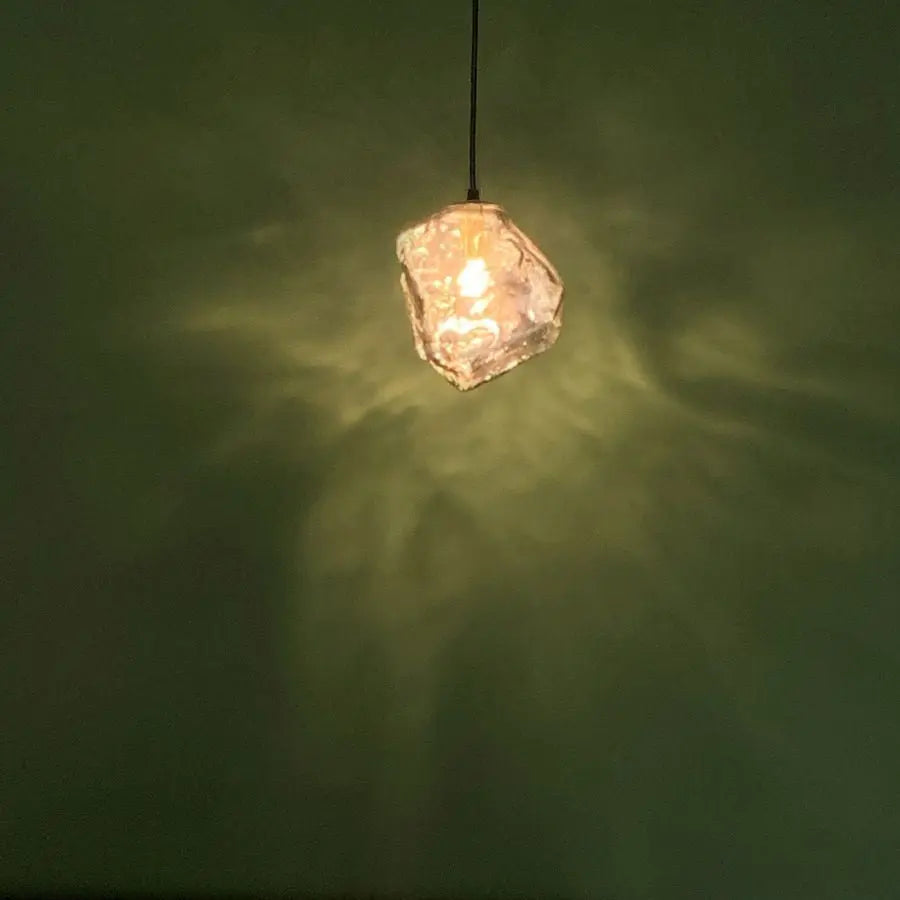 Modern Minimalist Metal Glass Ice Cube 1-light Pendant Light for Bedside BulbSquare