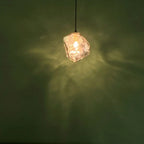 Modern Minimalist Metal Glass Ice Cube 1-light Pendant Light for Bedside BulbSquare