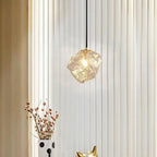 Modern Minimalist Metal Glass Ice Cube 1-light Pendant Light for Bedside BulbSquare
