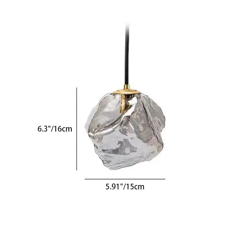 Modern Minimalist Metal Glass Ice Cube 1-light Pendant Light for Bedside BulbSquare