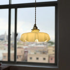 Traditional French Brass Glass Iron Round Folded 1-light Pendant Light for Bedside BulbSquare