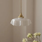 Traditional French Brass Glass Iron Round Folded 1-light Pendant Light for Bedside BulbSquare
